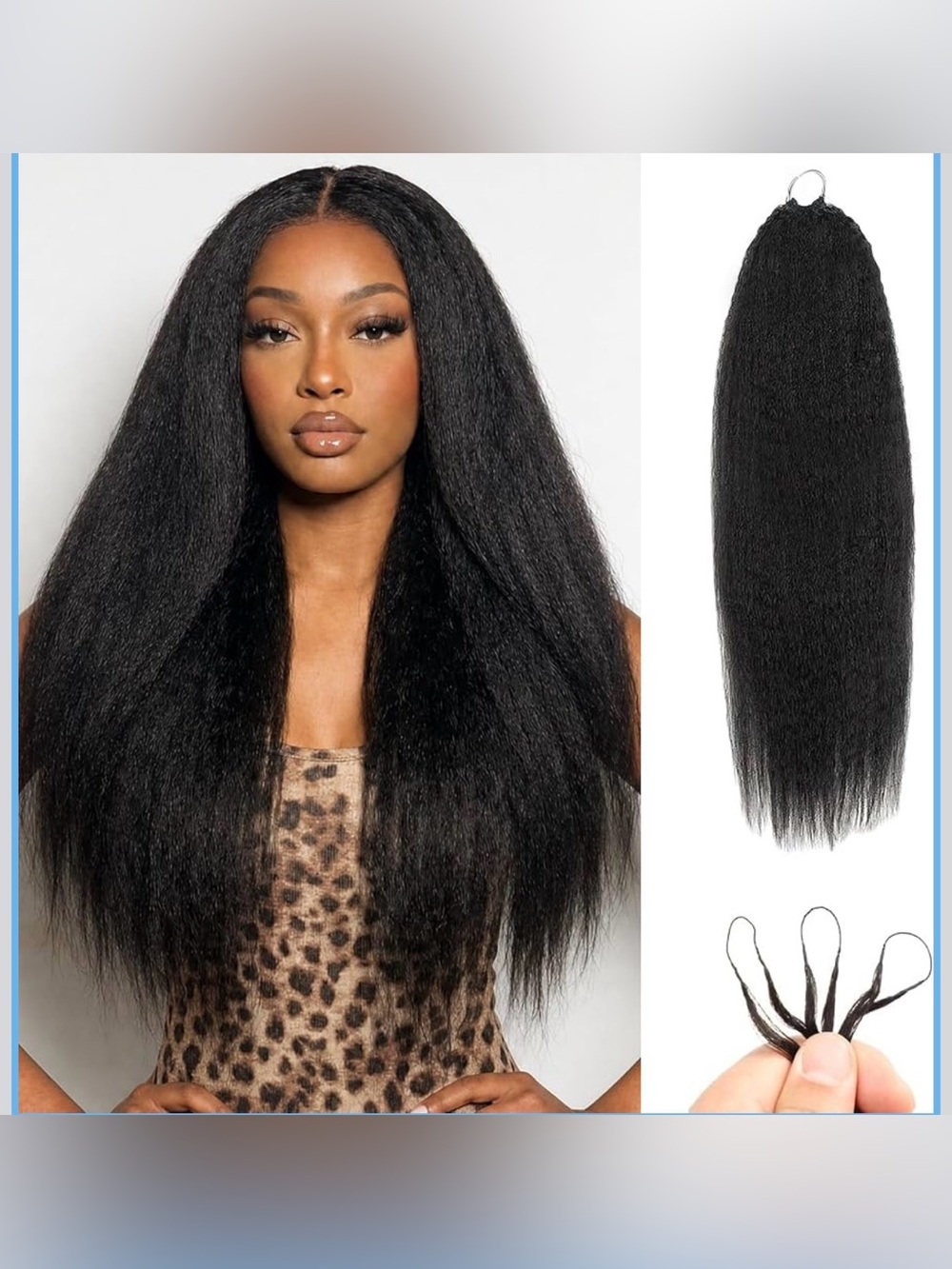 Human Hair Blend Synthetic Yaki Straight Knotless Pre-Separated Miracle, 20”